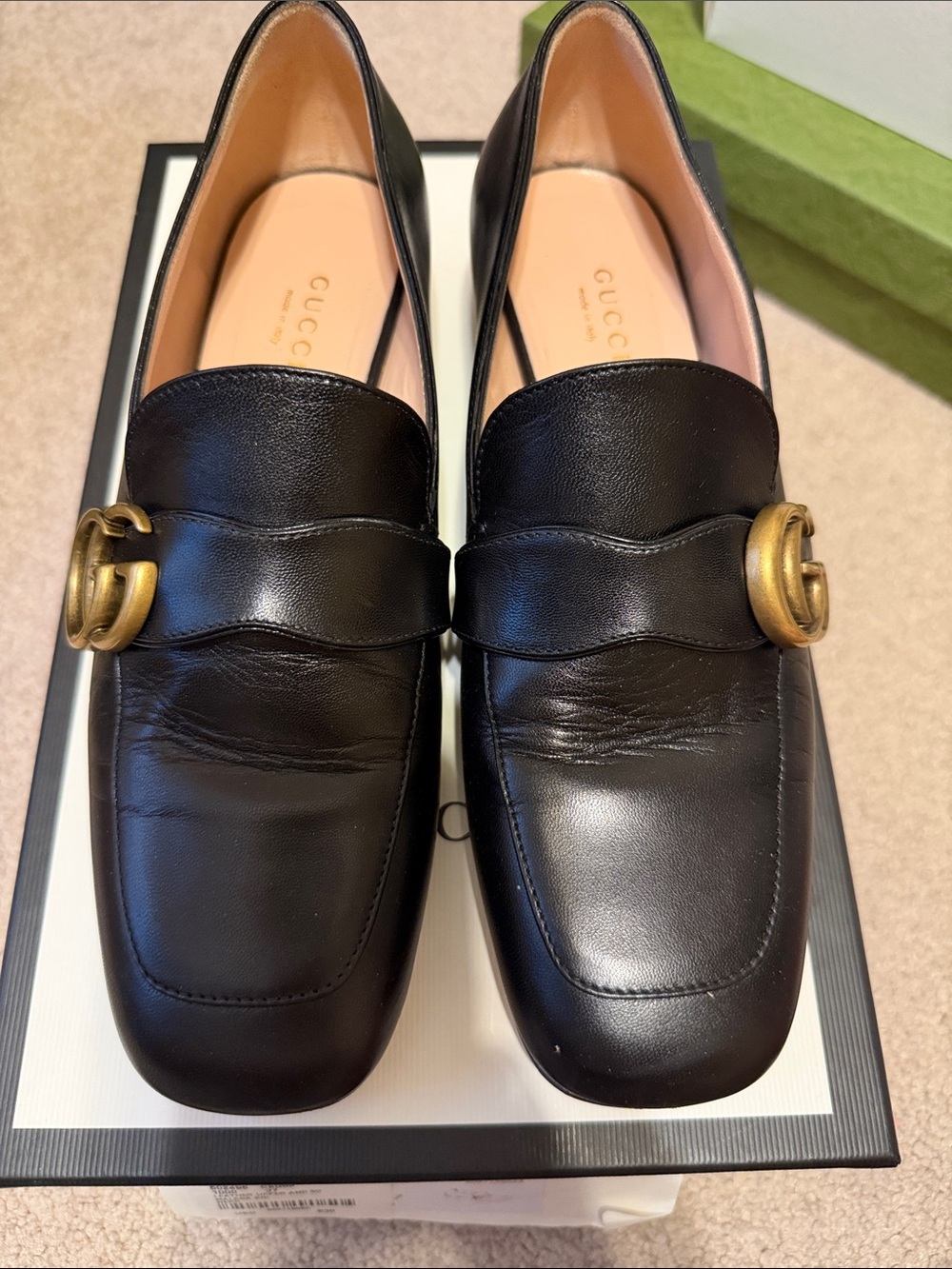 Gucci Black Double G Logo Leather Loafer